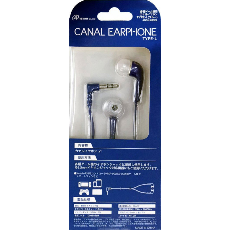 Type-L Canal Earphone for Nintendo Switch (Blue)