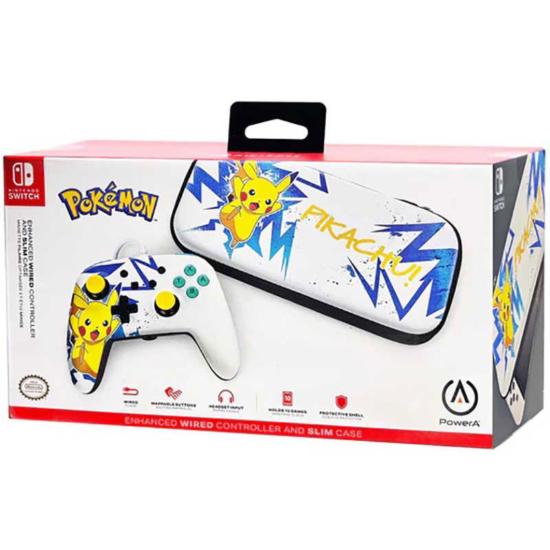 PowerA Enhanced Wired Controller and Slim Case for Nintendo Switch (Pikachu High Voltage)